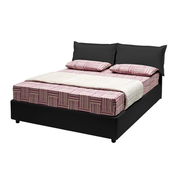 Czarne łóżko dwuosobowe ze schowkiem 13Casa Rose, 160x190 cm