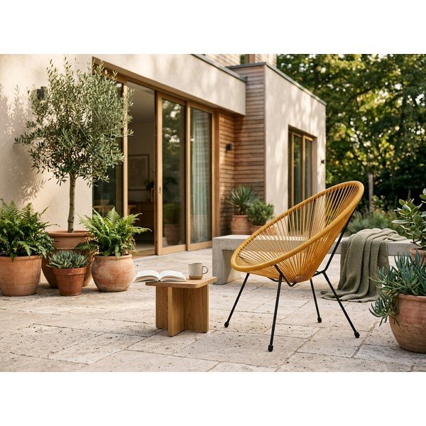 Żółty metalowy/plastikowy fotel ogrodowy Avocado Comfort – Bonami Selection-image-1