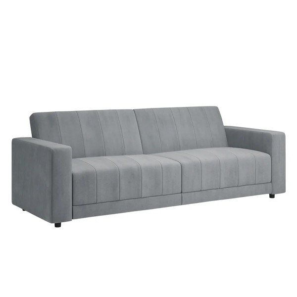 Jasnoszara aksamitna częściowo rozkładana/rozkładana sofa 225 cm Allie – Støraa