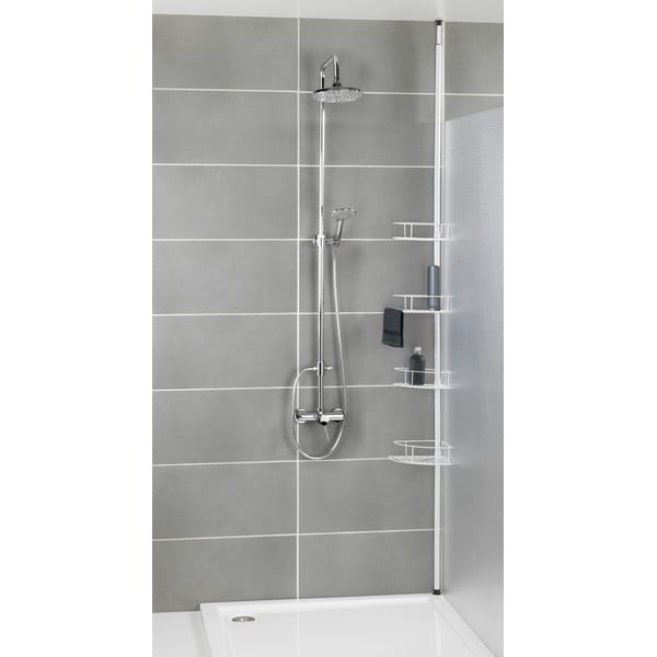 Biała narożna teleskopowa półka łazienkowa ze stali nierdzewnej Dolcedo – Wenko-image-1