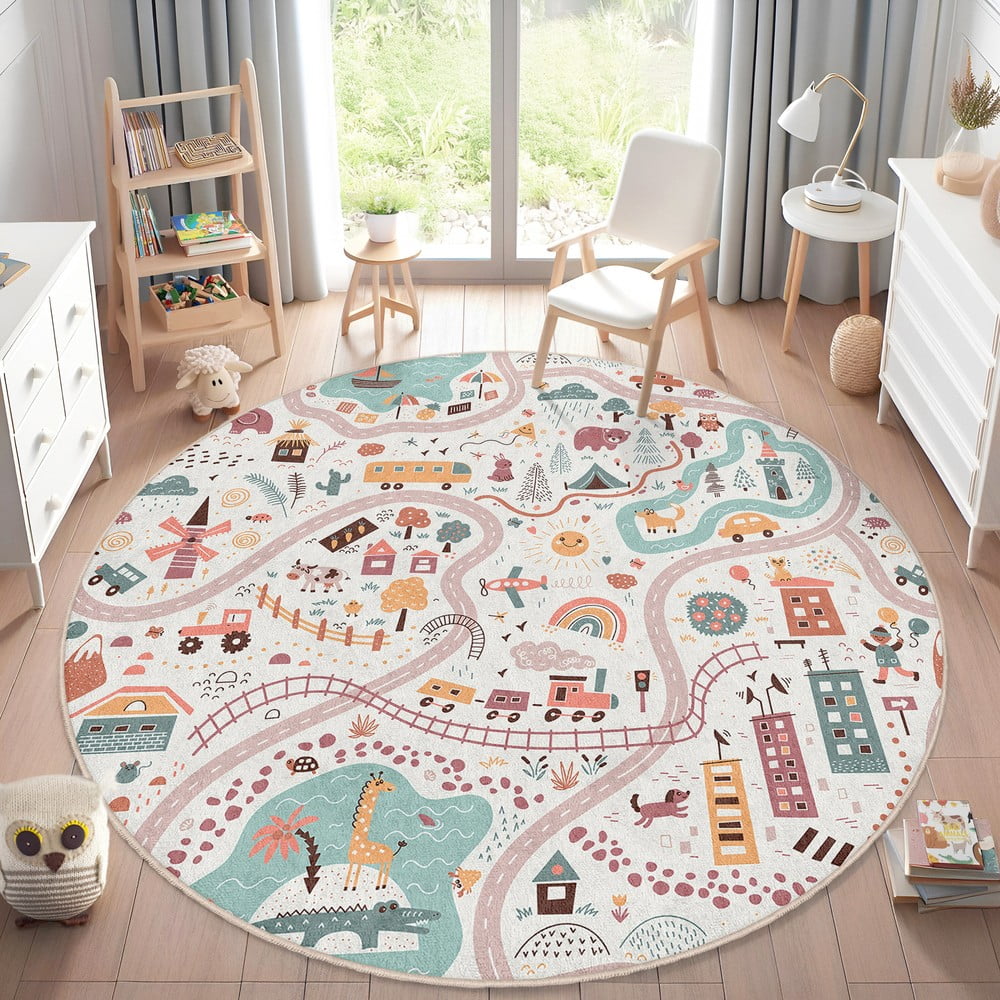 Dziecięcy dywan do zabawy odpowiedni do prania ø100 cm Furry World – Mila Home (zdjęcie 8)