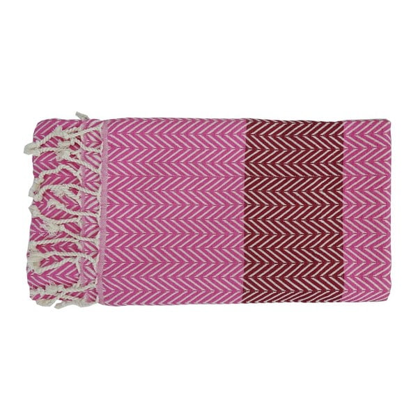 Różowy ręcznik kąpielowy tkany ręcznie z wysokiej jakości bawełny Homemania Damla Hammam, 100 x 180 cm