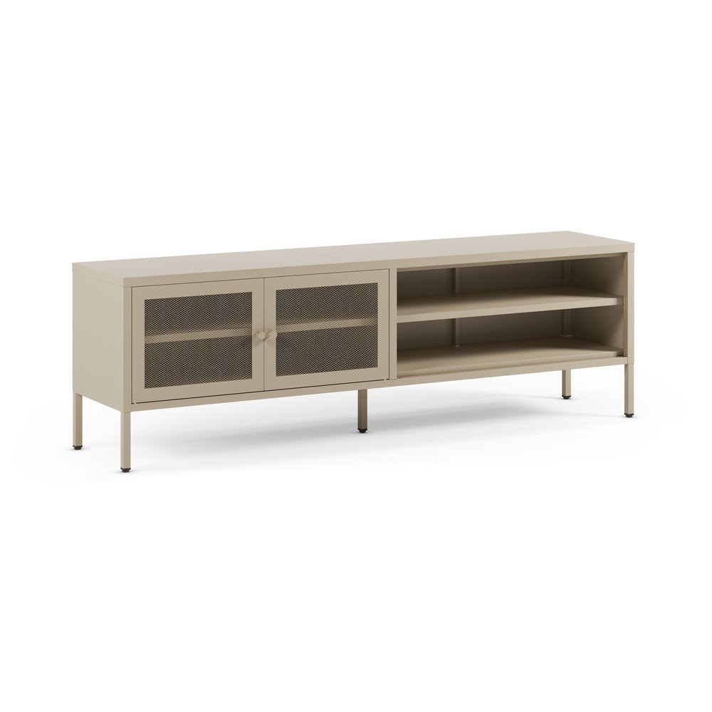 Kremowa metalowa szafka pod TV 160x50x35 cm Fayna – Marckeric (zdjęcie 6)