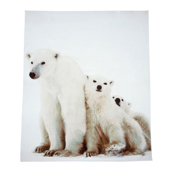 Biały koc J-Line Bear, 130x160 cm