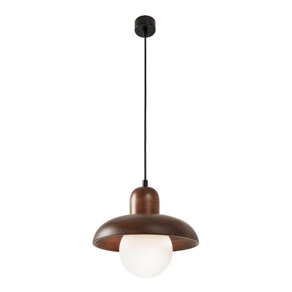 Brązowa lampa wisząca z drewnianym kloszem ø 25 cm Elsa – Opviq lights