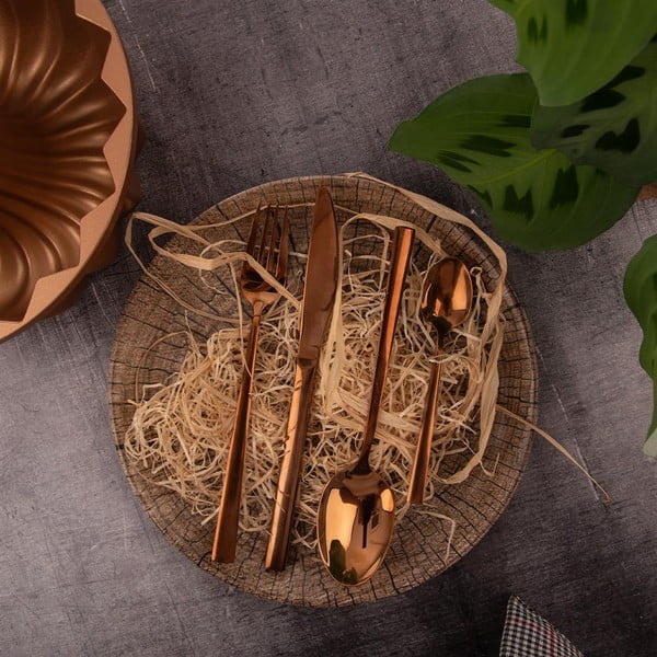 Sztućce ze stali nierdzewnej w kolorze miedzi 24 szt. Copper – Orion-image-4