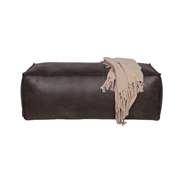 Czarny podnóżek z imitacji skóry Rodeo – WOOOD-image-1