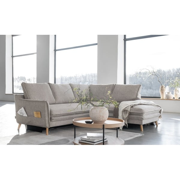 Beżowy rozkładany narożnik (prawostronny) Charming Charlie – Miuform-image-3