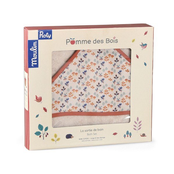 Kremowy bawełniany ręcznik dziecięcy z kapturem 80x80 cm Pomme des Bois – Moulin Roty-image-3