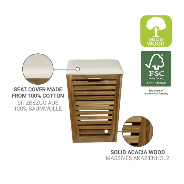 Drewniany kosz na pranie w ciemnym naturalnym kolorze 55 l Fondi – Wenko-image-2