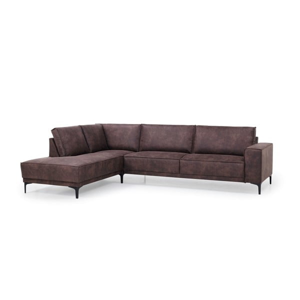 Brązowy narożnik z imitacji skóry (lewostronny) Copenhagen – Scandic-image-2