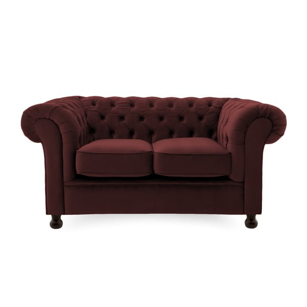Bordowa sofa Vivonita Chesterfield, 152 cm