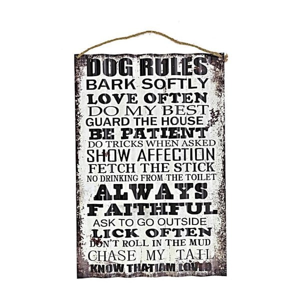 Tablica ścienna Dog Rules, 40x60 cm