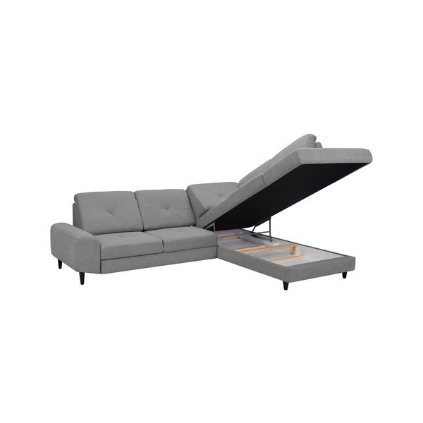 Jasnoszary rozkładany narożnik ze schowkiem prawostronny Windsor & Co Sofas Beta-image-4