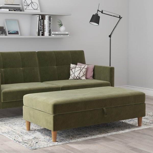 Zielony aksamitny podnóżek Lilly – Støraa-image-3