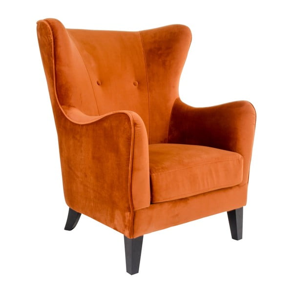 Pomarańczowy fotel pokryty aksamitem House Nordic Campo