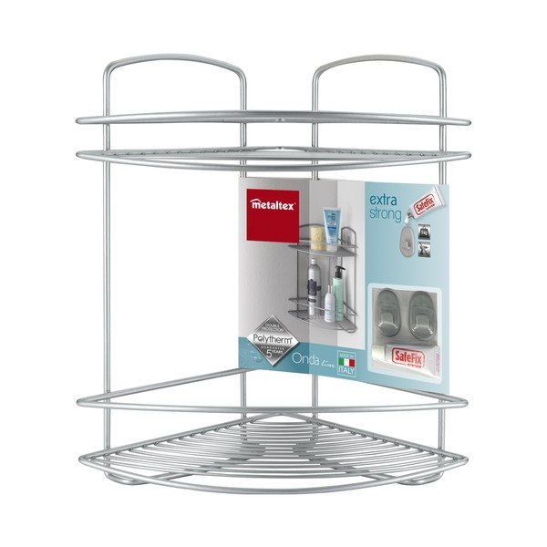 Dwupiętrowa narożna półka łazienkowa Metaltex Onda Corner-image-1