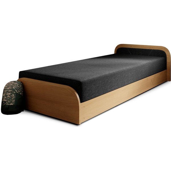 Tapicerowane/z płyty wiórowej łóżko jednoosobowe ze schowkiem z materacem 80x190 cm w kolorze ochry/ciemnoszare Parys – ELTAP