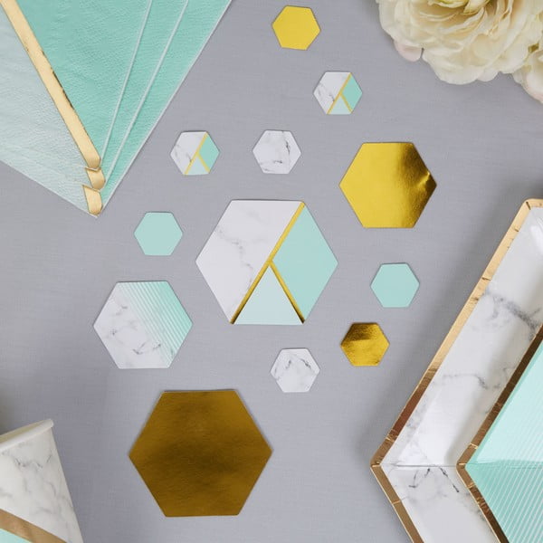 Zestaw 100 dekoracji na stół Neviti Mint Colour Block Marble