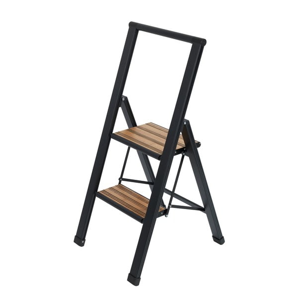 Czarna aluminiowa antypoślizgowa drabina składana Wenko Stepladder II.