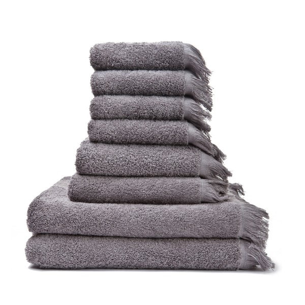 Zestaw 8 szarych ręczników z czystej bawełny Casa Di Bassi Basic