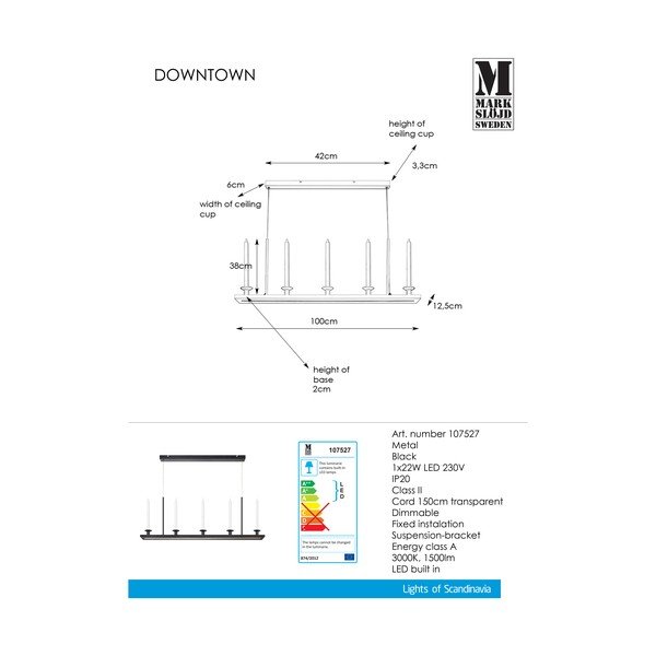 Czarna lampa wisząca Markslöjd Downtown-image-2