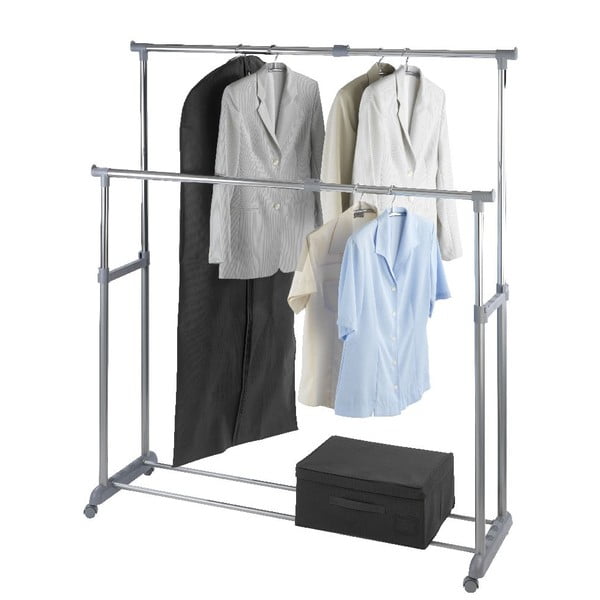 Szary metalowy teleskopowy stojak na ubrania na kółkach Twin – Wenko-image-3