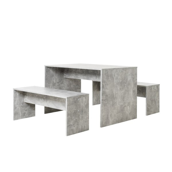 Stół z 2 ławkami w kolorze betonu Intertade Berlin