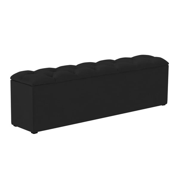 Czarna ławka ze schowkiem do łóżka Kooko Home Manna, 47x180 cm