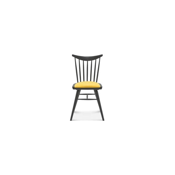 Drewniane krzesło z żółtym obiciem Fameg Anton