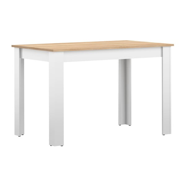 Biały stół z blatem z dekorem drewna bukowego TemaHome Nice, 110x70 cm