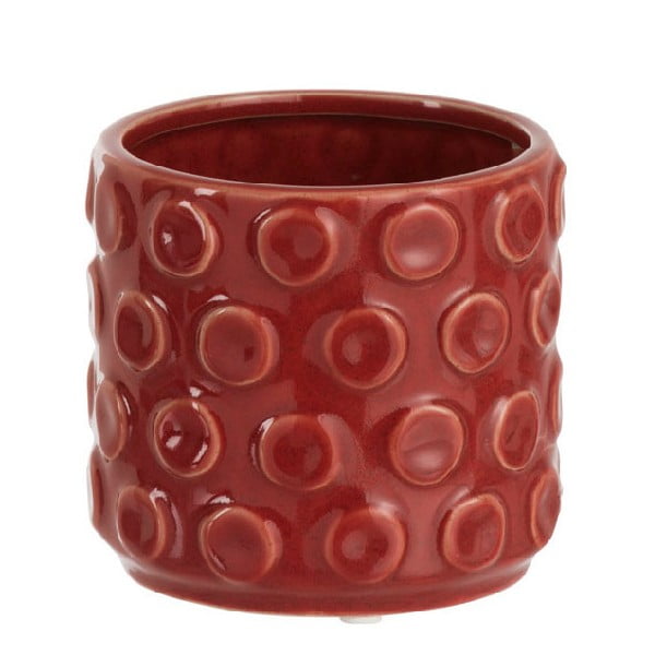 Czerwona doniczka ceramiczna J-Line Spheres, wys. 11 cm