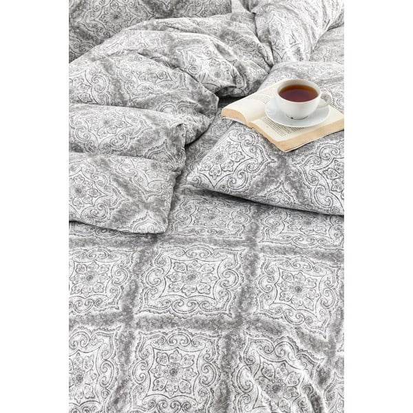 Szara pościel dwuosobowa z prześcieradłem/4-częściowa 200x220 cm Geometric – Mila Home-image-2