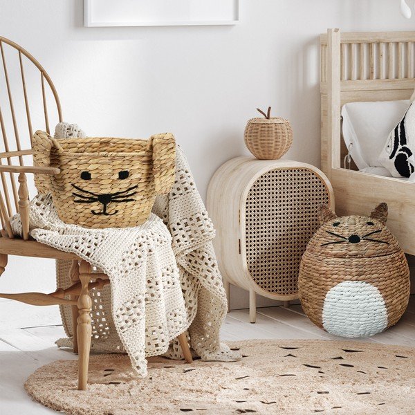 Dziecięcy kosz na zabawki z hiacyntu wodnego w naturalnym kolorze ø 35x26 cm Rabbit – Compactor-image-1