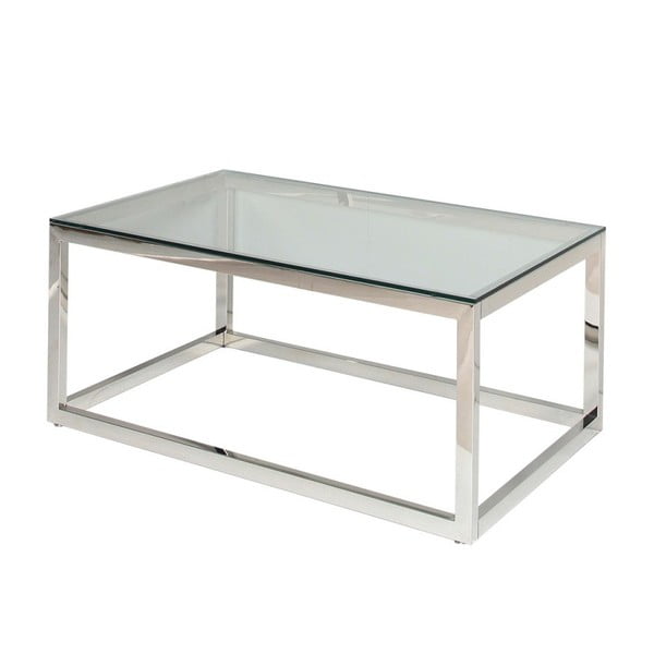 Srebrny stolik ze szklanym blatem Artelore Dover