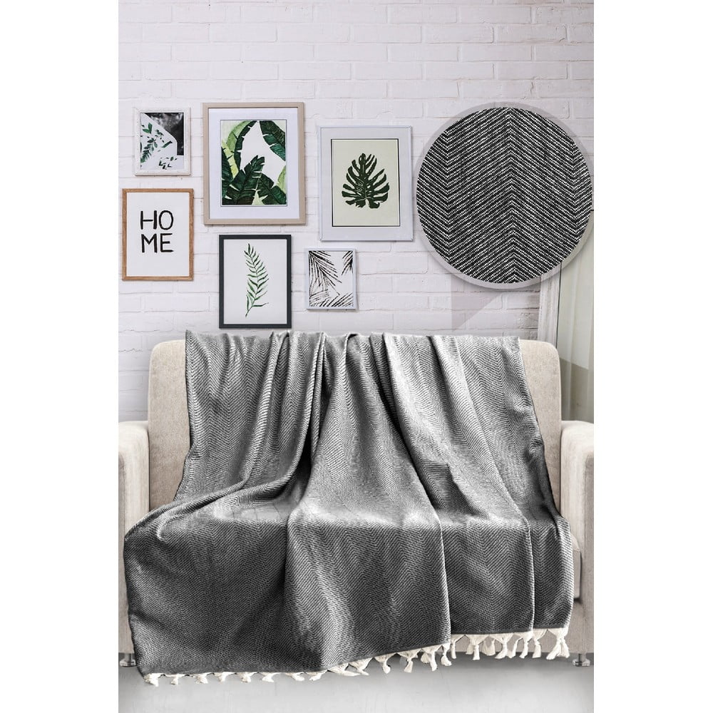Czarna bawełniana narzuta na łóżko Viaden HN, 170x230 cm