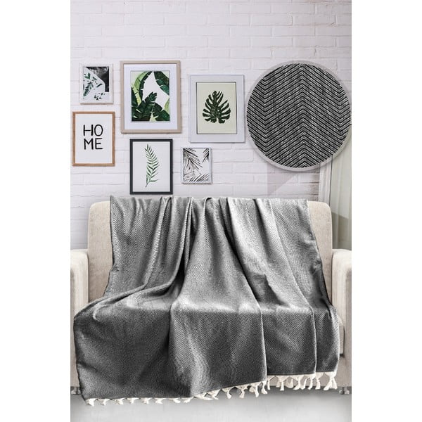Czarna bawełniana narzuta na łóżko Viaden HN, 170x230 cm