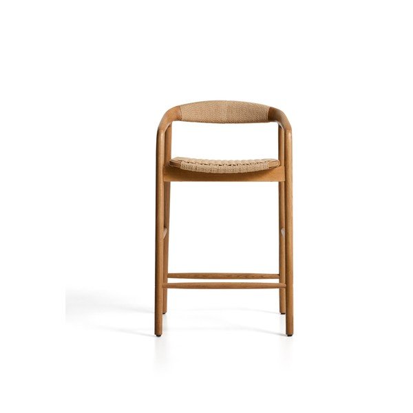 Hoker z podłokietnikami z litego drewna dębowego w naturalnym kolorze (wysokość siedziska 65 cm) Derile – Kave Home-image-3