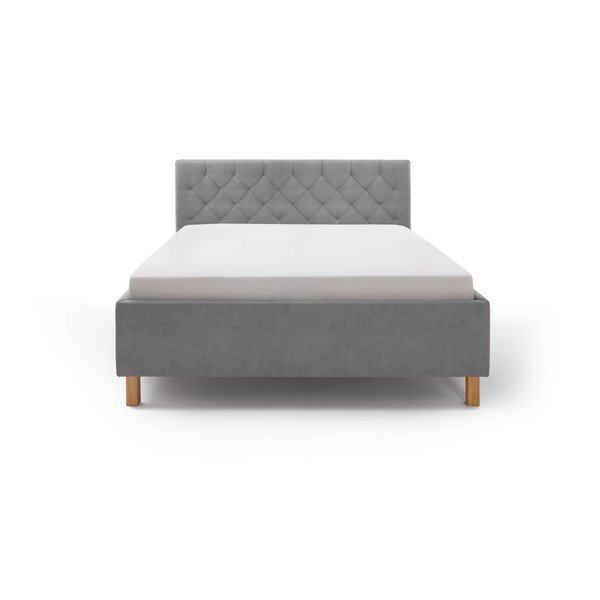 Jasnoszare tapicerowane łóżko dwuosobowe ze schowkiem ze stelażem 160x200 cm San Remo – Meise Möbel-image-2