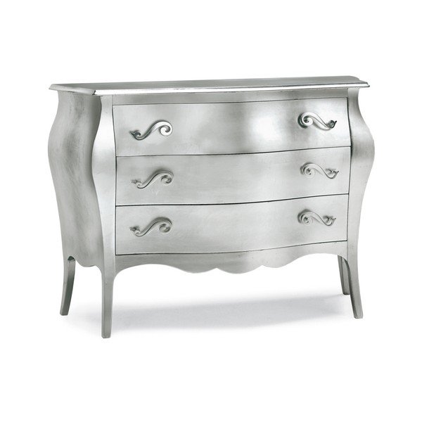 Srebrna komoda drewniana z 3 szufladami Castagnetti