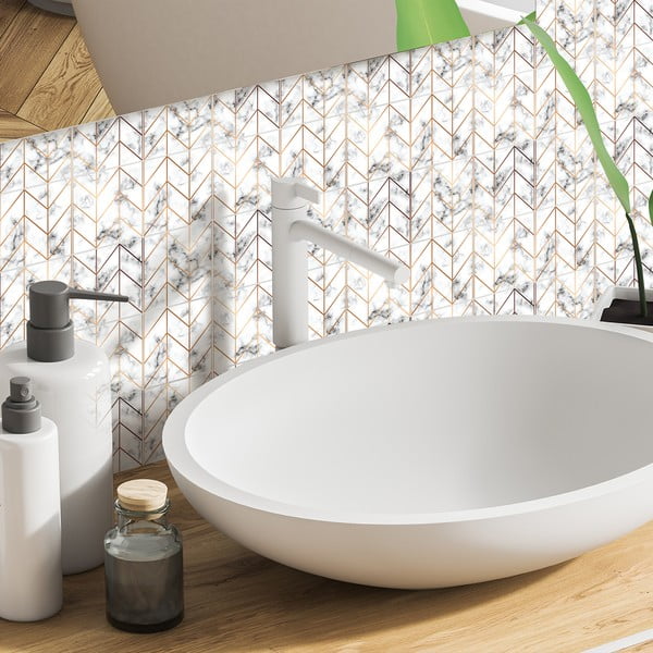 Zestaw naklejek na kafelki 9 szt. 20x20 cm Marble – Ambiance-image-3
