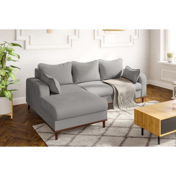 Jasnoszary sztruksowy narożnik (lewostronny) Beata – Ropez-image-1