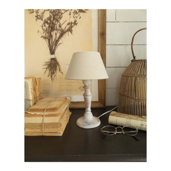 Biała lampa stołowa z drewna Orchidea Milano, 28 cm