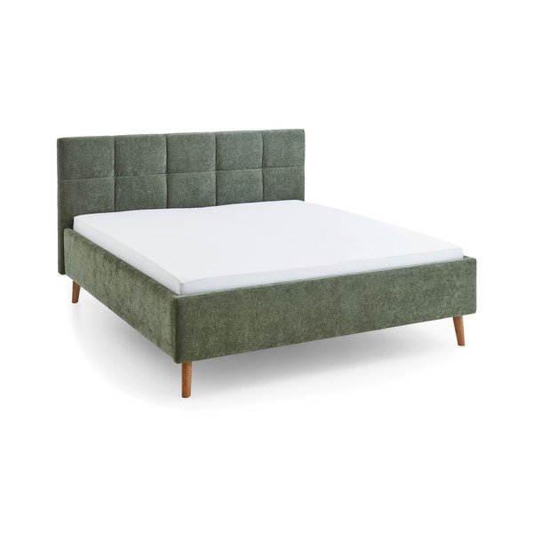 Tapicerowane łóżko dwuosobowe ze schowkiem ze stelażem 180x200 cm w kolorze khaki Nova – Meise Möbel