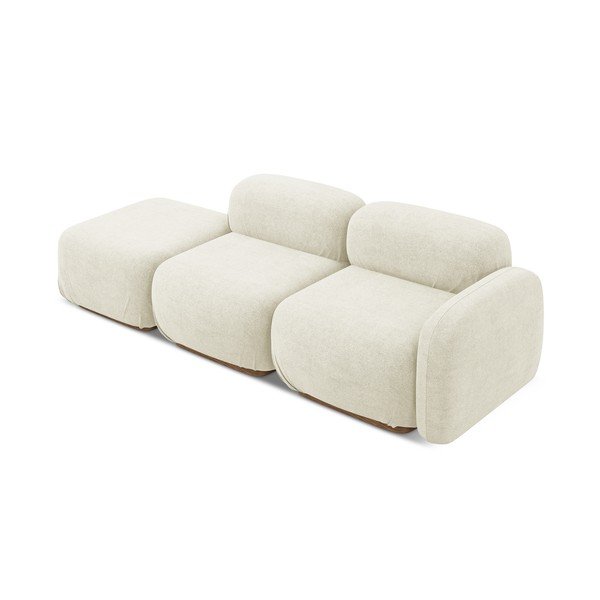 Kremowy szezlong modułowy z materiału bouclé (lewostronny) Ailani – Makamii-image-2