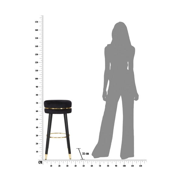 Czarny/w kolorze złota tapicerowany hoker (wysokość siedziska 74 cm) Paris – Mauro Ferretti-image-4