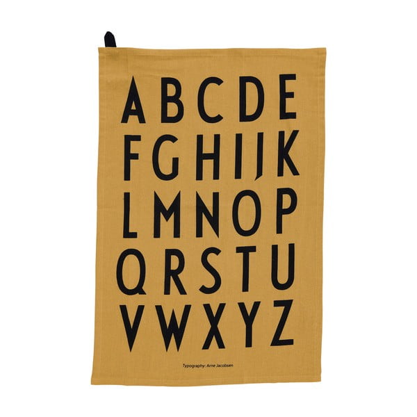 Żółta bawełniana ściereczka Design Letters Alphabet, 40x60 cm