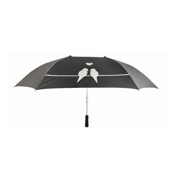 Czarny parasol dla 2 osób Esschert Design Love Birds, dł. 129 cm