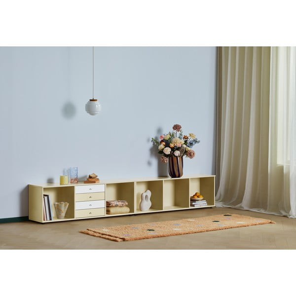 Jasnożółta niska komoda 267x61 cm Mistral – Hammel Furniture-image-1