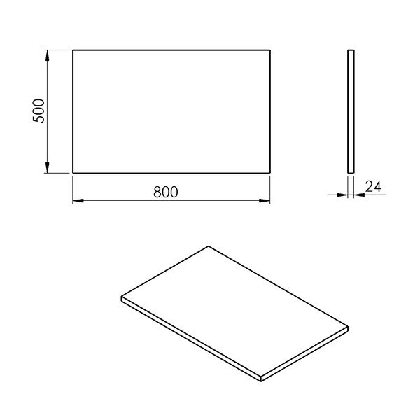 Biały blat łazienkowy  80x50 cm Plato – Sapho-image-2